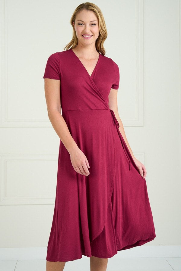 Wine red clearance wrap dress